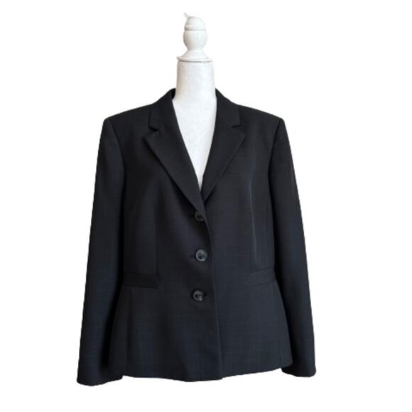 Evan Picone Suit Blazer Charcoal Black Gray Plaid Button Front Career Size 18 - Picture 1 of 12